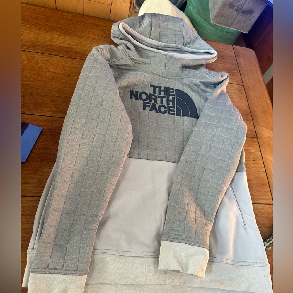 The North Face Heather Gray Quilted hoodie